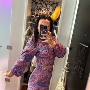 ba&sh Pink and Blue Patterned Dress